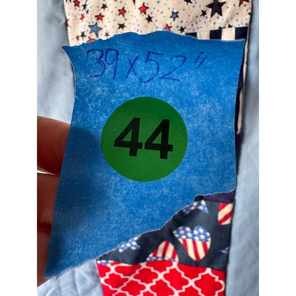 Santa Rosa Quilt Guild Patriotic Americana Patchwork Quilt 39x52 Blue Red White